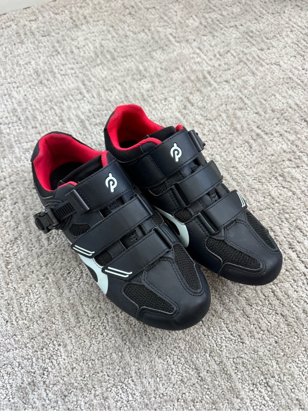 Peloton Men's Black Cycling Shoes with Red Lining
